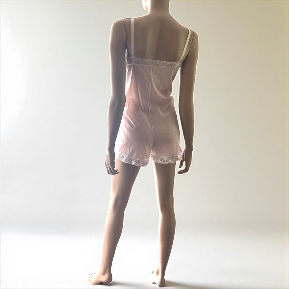 Vintage Pink Teddy Size 34 White Lace Gaymode Lingerie Romper
